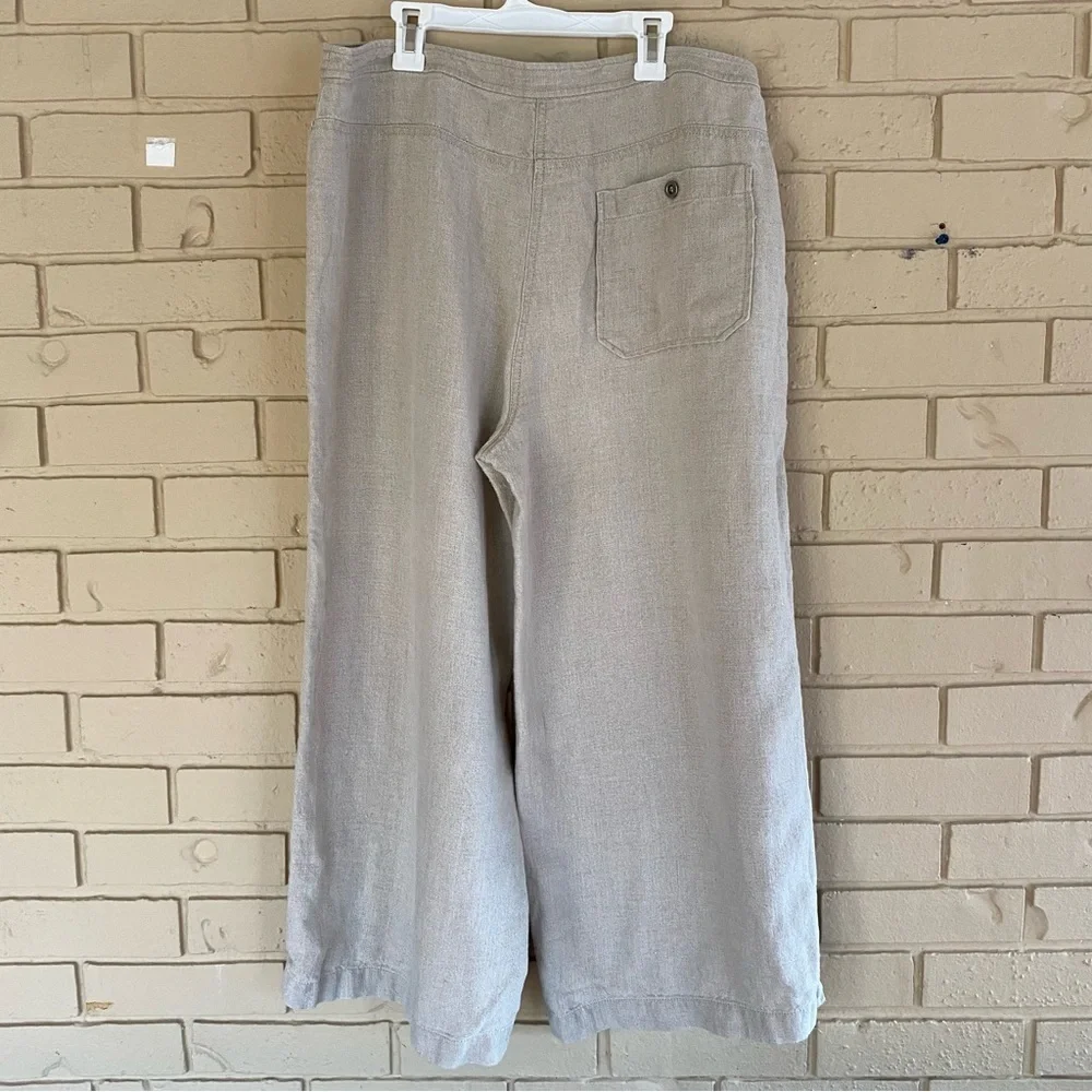 Eileen Fisher Organic Linen Wide Leg Crop Pants Lagenlook Quiet Luxury Boho 10 - Picture 3 of 8